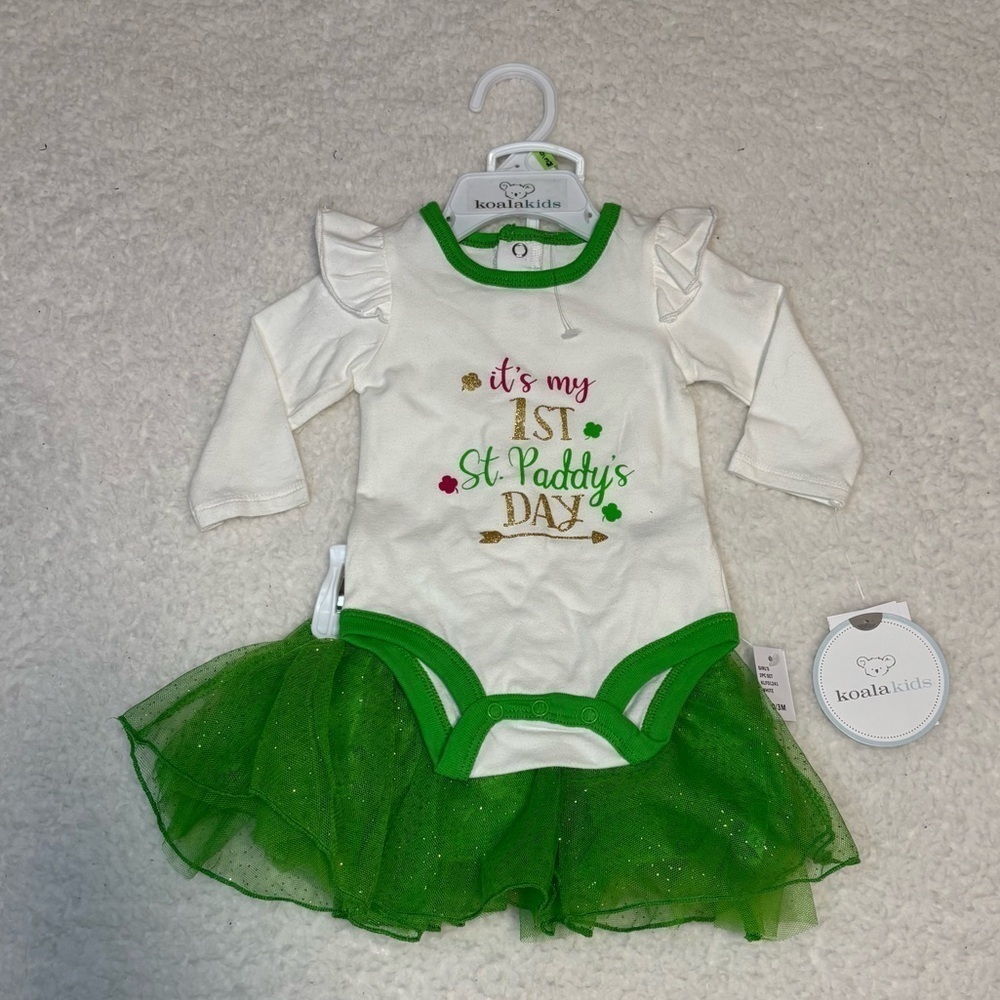 Koala Kids Baby My First St Patrickโs Day Bodysuit and Tutu Set